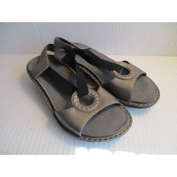 *aravon Taupe Gray Hoop T-Strap Sandal Leather Upper Open Toe - Picture 2 of 11